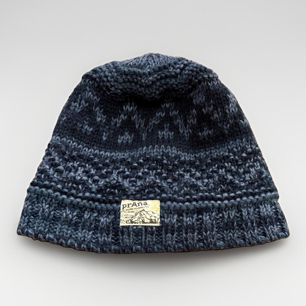 prAna Womens Navy Chunky Knit Warm Fleece Beanie One Size